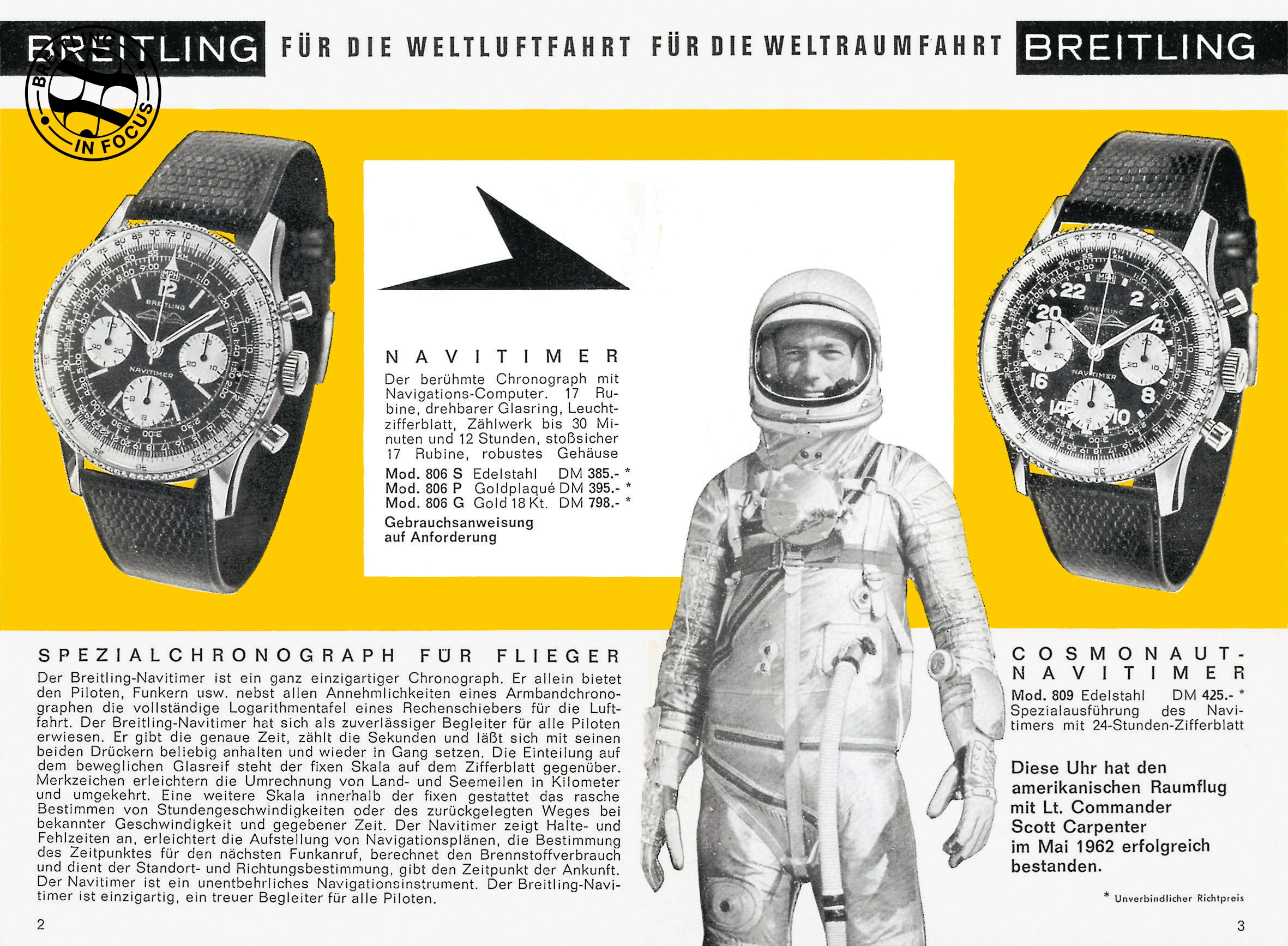 NASA astronaut Scott Carpenter wore a Breitling in space