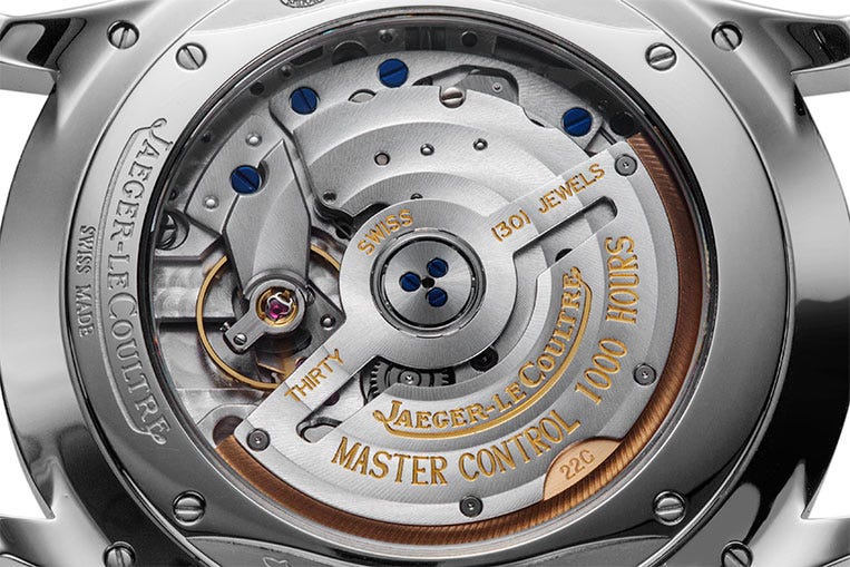 Inside the Jaeger-LeCoultre is a hand-finished movement tested for 1,000 hours