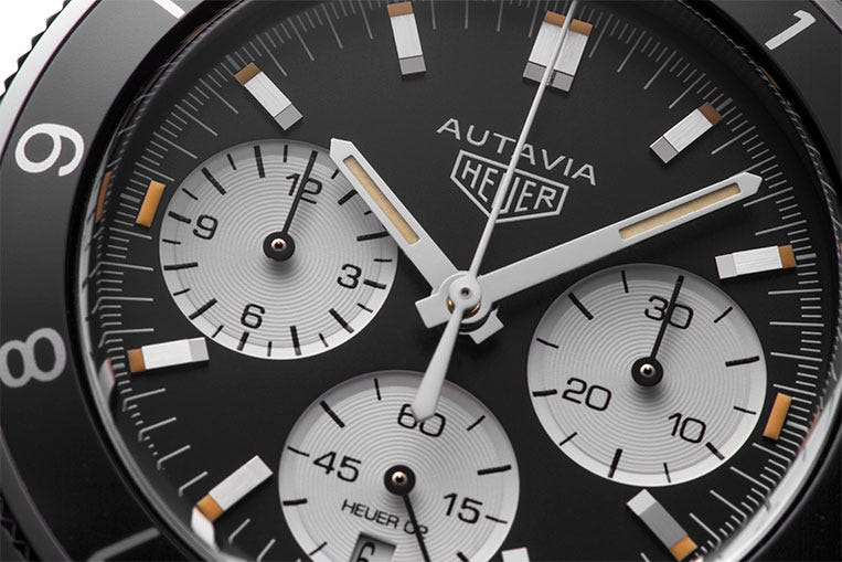 The 'panda' dial features the original Heuer logo